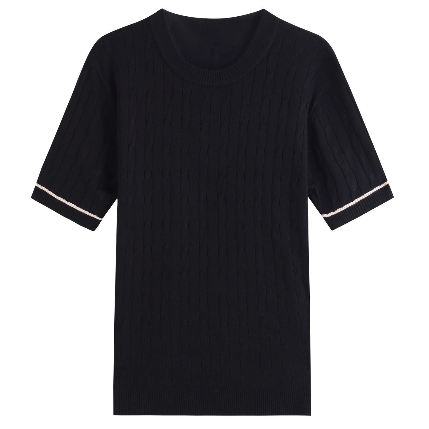 Men's Round Neck Short Sleeve T-shirt - FREQ Weaving Knitted