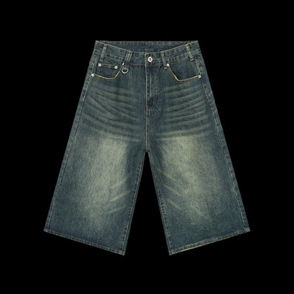 Retro Distressed Flared Cropped Pants For Men