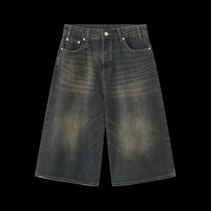 Retro Distressed Flared Cropped Pants For Men