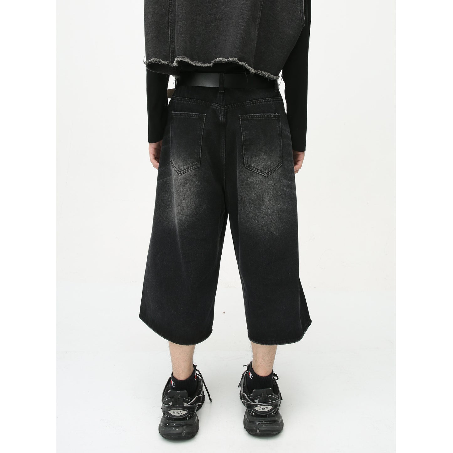 Retro Distressed Flared Cropped Pants For Men